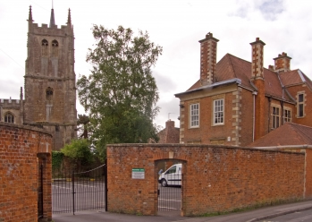 The rear of Brownston House and St. Mary's Church